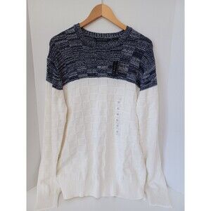 NWT‎ SEANJOHN Weave Pattern Blue White Womens Pullover Sweater XL